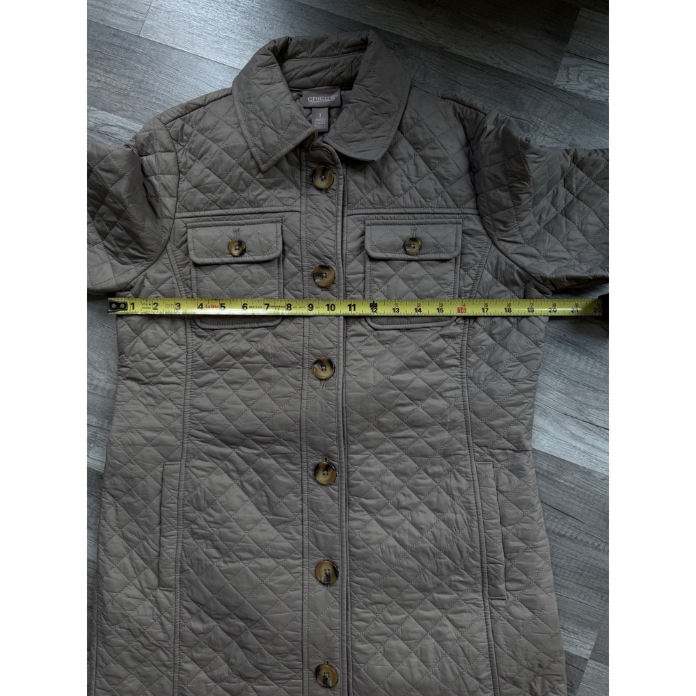 Chico's Quilted Full Button Front Jacket Women's Size 1 Medium Camel - Picture 8 of 16